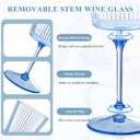 12 PCS Blue Ribbed Plastic Wine Glasses 13.5 OZ Ribbed Wine Glasses Detachable Wine Glass Elegant Fluted Glassware Vintage Style for Wedding Anniversary Birthday Dinner Parties(Blue, 12 Pack)
