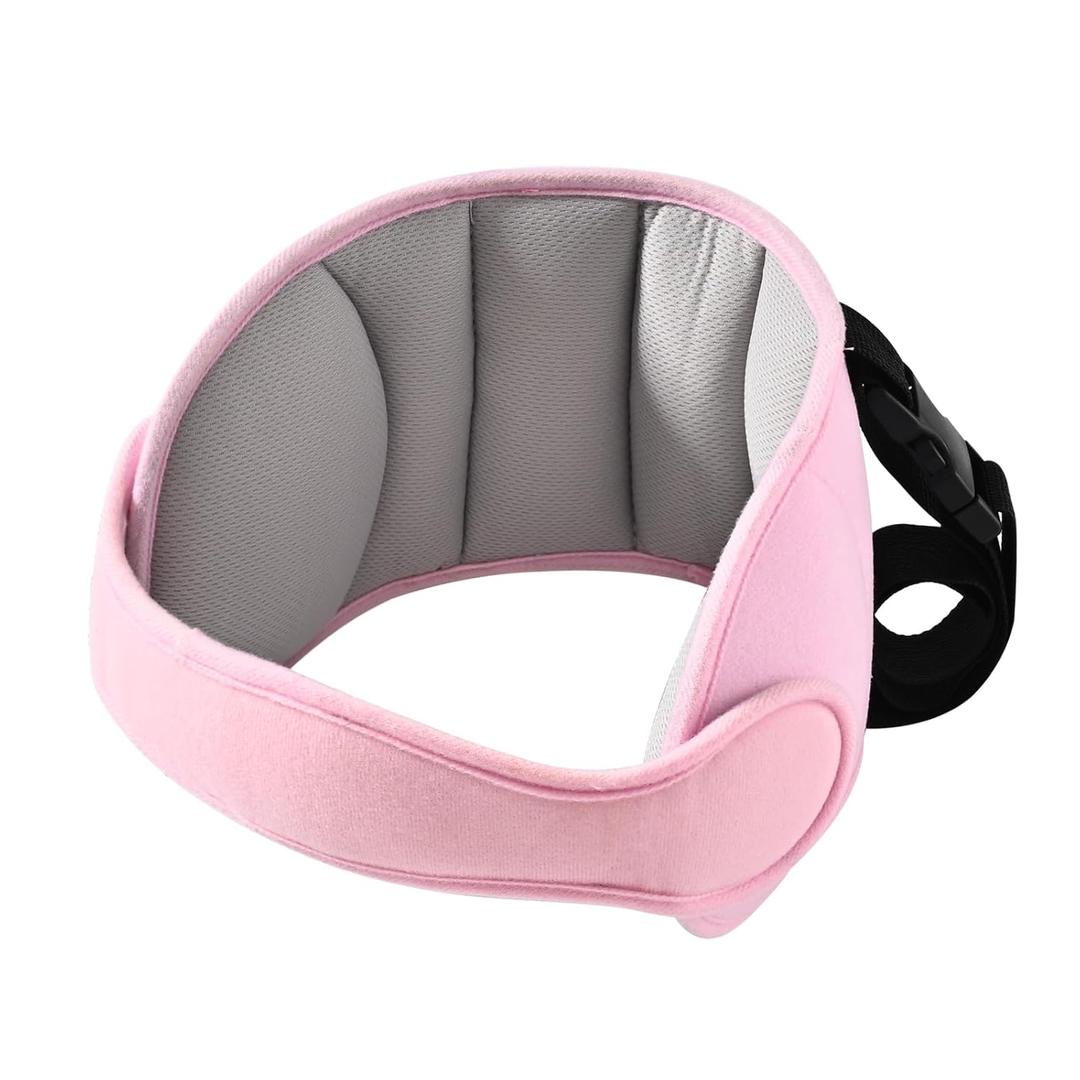 LETTON Car Seat Head Support for Child, Adjustable Toddler Car Seat Head Holder Head Strap, Safe, Breathable Head & Neck Pillow Support Solution Baby & Kids Travel Accessories, Grayish Pink