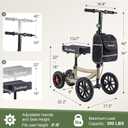 Knee Scooter, 350lbs Capacity, 13" Big PU Seat, Disc Brake Knee Walker, All Terrain Foldable Knee Scooter Walker with Bag for Foot Injuries Compact Crutches Alternative (Champagne)