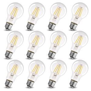 runquiz A19 Clear Led Bulbs, E26 Dimmable Edison Bulbs, 5000K Daylight Led Light Bulb, Cool White Edison Bulb, 6w Filament Bulb for Light Fixture 6pack/12Pack
