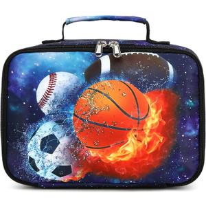 LEDAOU Lunch Bag Kids Insulated Lunch Box Girl Boy Insulated Reusable Lunch Bag for School Picnic Hiking Work (Blue)