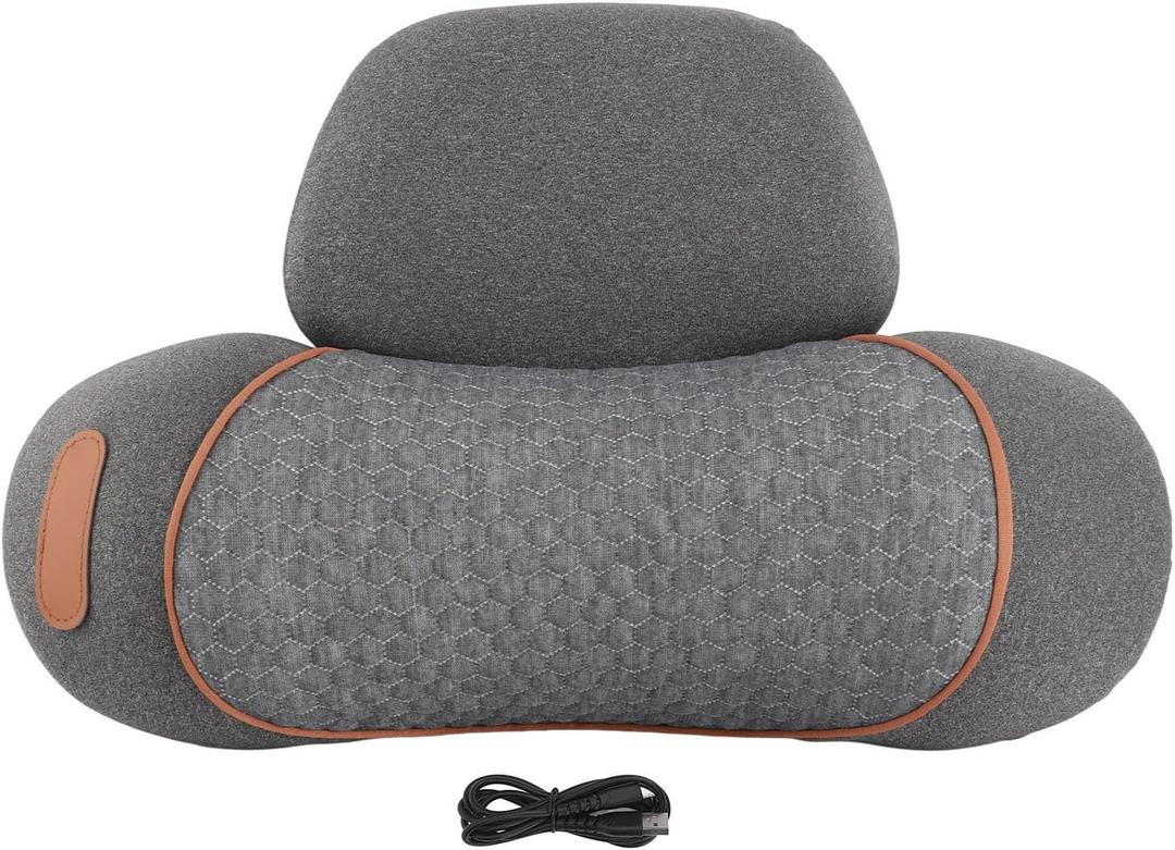 Neck Support Pillow Memory Foam with USB Heating, Grey, 3 Temperature Settings - Soothing Warmth for Neck Pain Relief, Detachable Cover for Easy Cleaning, Ideal for Travel