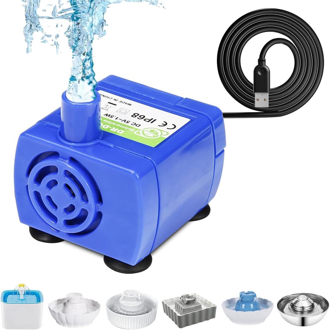 Cat Water Fountain Pump, Replacement Pump (No LED light) for Cupcake Ceramic Cat Drinking Fountain, Pet Fountain Pump for Water Dispenser, Ultra Quiet Cat Dog Drinking Fountain Pump