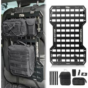 MAIKER Tactical Rigid Aluminum Insert Panel with 2 Organizer Storage Bag, 1 Multi-Function Tool, 1 Flashlight and 5 Fastening Tape Modular Storage Platform Tool Seat Cover Storage MOLLE Panel