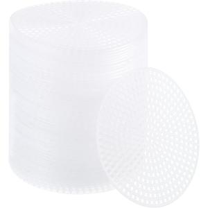 PATIKIL 3" Round Circle Plastic Canvas Mesh Sheets, 100 Pcs Eye Mesh for Embroidery 2mm Holes with Needlepoint Blank for DIY Crafting Wreathing Coasters Card Holder