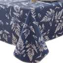 Pioggia Vinyl Tablecloth with Flannel Backed Waterproof Oil-Proof PVC Table Cloth Stain-Resistant Wipeable Easy Care Table Cover for Indoor and Outdoor (Blue, 60 x 102 Inch Rectangle)