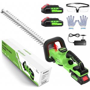 22'' Hedge Trimmer Cordless with Battery 2×2.0Ah, SOARFLY 3000RPM 180° Rotatable Handle Electric Hedge Trimmer, Dual Safety Lock 20V Powerful Bush Trimmers Tree Trimmer for Garden Lawn Yard Pruning