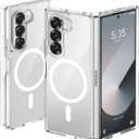 ORETECH Magnetic Case Compatible with Samsung Galaxy Z Fold 6 Case, Transparent Back Non-Slip Hard PC Shockproof Bumper Protective Phone Case Cover for Samsung Z Fold 6 - Clear