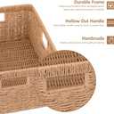 OIAHOMY Wicker Storage Basket, Rectangular Paper Rope Shelf Baskets with Built-in Handles, Woven Decorative Organizer for Pantry, Shelves, Living Room and Bathroom, 1-Pack Natural