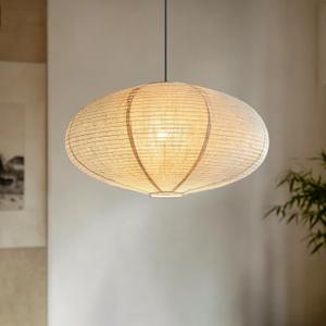 Large Hanging Lamp Shade 20INCH Linen Pendant Lamp Shade Can Replace Paper Lamp Shade, Handmade Linen Pendant Light Minimalist Decorations Suitable for Living Room, Hallway Bedroom and Kitchen