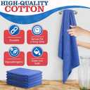 Huck Towels -12 Pack 24"x16.5" Cotton Blue Shop Towels - Large Cotton Rags for Cleaning, Reusable Cloths for Kitchen, Bar, Garage, Housekeeping | Absorbent Cleaning Cloths for Wiping & Polishing