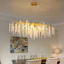 Tree Branches Chandeliers L39.5 Inch Gold Luxury Rectangular Crystal Raindrop Pendant Light 13 Lights Kitchen Island Hanging Light Fixture for Living Room Dining Room Foyer Entryway