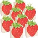 Cheerland Strawberry Gift Bags Fruit Party Favor Bags Goodie Tote Treat Paper Bags for Strawberry Shortcake First Birthday Picnic Summer Berry Theme Baby Shower Classroom Tropical Party Supplies 8pcs