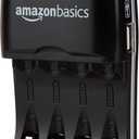 Amazon Basics Rechargeable Battery Charger for AA & AAA Nickel-Metal Hydride (NiMH) Batteries with USB Charging Port, Black