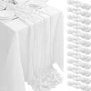 12Pack White Table Runner 10FT Cheesecloth Table Runner 35x120inch Cheese Cloth Table Runners Rustic Boho Gauze Table Runners for Party Wedding Birthday Dining Bridal Baby Shower Decor