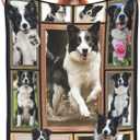 Border Collie Blanket Douglas Dog Gifts Throw Blanket Super Soft Flannel Lightweight Fluffy Plush Cozy Fuzzy Fleece Decor for Dog Lover Girl Boys Woman Man Kids Adults for Bed Sofa Couch 40"X50"