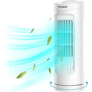 VIVOSUN 13'' Tower Fan, Bladeless Desk Fan with 3 Speeds and 70° Oscillation, Portable and Compact, Quiet Cooling Fan for Home and Office, White