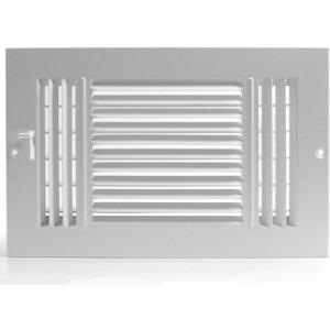 HVAC Premium 8x6 Duct Opening 3-Way AIR Supply Grille - Vent Cover & Diffuser - Flat Stamped Face - White [Outer Dimensions: 9.75"w X 7.75"h]
