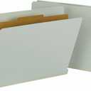 Smead 100% Recycled End Tab Pressboard Classification File Folder with SafeSHIELD Fasteners, 1 Divider, 2" Expansion, Legal Size, Gray/Green, 10 per Box (29800)