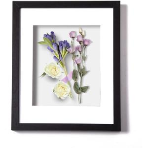 Muzilife 11x14 Shadow Box Frame Wood 3D Picture Frame with Glass Cover, Display Case with Mat for Wall-Hanging Picture Showcase, Black
