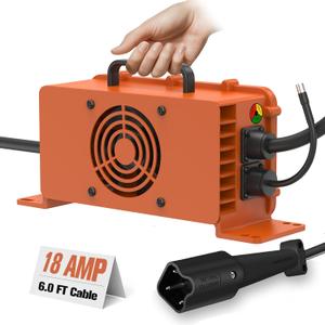 Upgrade 18 Amp 48 Volt Golf Carts Battery Charger for 2007-2024 Yamaha G29 Drive & Drive 2 Lead-Acid Battery Smart Trickle Charger with 3-Pin Leaf Plug IP67 Waterproof