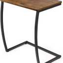 SRIWATANA Side Table, End Table, Vintage C-Shaped Couch Table for Sofa Laptop Coffee Snack, Walnut