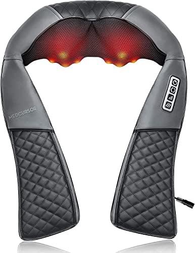 Medcursor Neck Massager, Portable Electric Shiatsu Back Massage Device with Heat, Deep Tissue 3D Kneading Pillow for Muscle Pain Relief (No Battery)