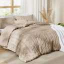 Bedsure Tufted Boho Comforter Set Full Size - Khaki Boho Bed Set, GentleSoft 3 Pieces Farmhouse-Style Embroidery Bedding, Gifts for Woman, Soft Jacquard Full Comforter for All Seasons
