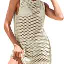 ANRABESS Womens Swimsuit Cover Up Sleeveless Knit 2025 Summer Outfits Swimwear Bathing Suit Coverup Crochet Beach Dress (Medium, Apricot)