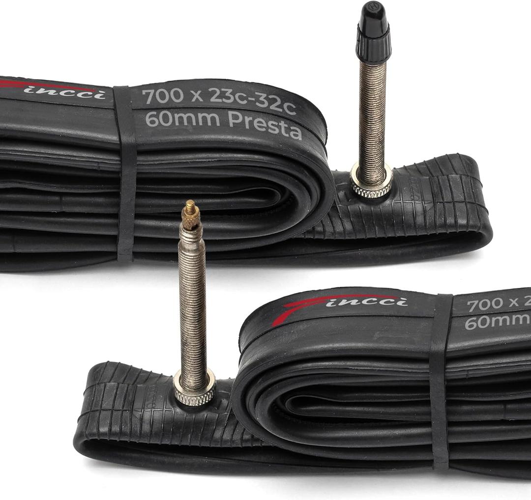 Fincci Pack Inner Tubes 700c x 18c - 25c - 32c with 60mm Presta Valve - 700c Bike Tube for Gravel, Race, Road Touring, Hybrid Bicycle, Bicicleta de Carrera - 28 inch Bike Tubes Butyl Rubber Wheels 622