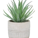 MyGift Artificial Eucalyptus Plant in Modern Gray Concrete Pots with Geometric Embossed Pattern (1,)