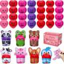 28Packs Valentine's Day Cards with Stress Ball, Heart Shape Squishy Toy Stress Balls Relief with Valentine's Greeting Cards Valentines Day Gifts Party Favors Exchange