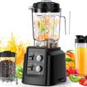 Blender, 1800W Blender with Grinder - 6-Blade Professional Smoothie Blenders for Kitchen, Crushes Ice, Self-Cleaning, 68oz & 27oz Jars Dishwasher Safe, for Baby Food, Nut Butter