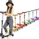 Mini 3-Wheel Kids Scooter with Multi-Color Wheel Lights  4-Height Adjustable Handlebar, Wide Anti-Slip Deck, Child Safety Certified, Boys & Girls Ages 2+ Supports Up to 110 lbs (Black)