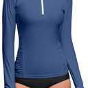 ATTRACO Women Rash Guard Long Sleeve Swimsuits UV UPF 50+ Zipper Swim Shirt Quick Dry Sun Shirts (Medium, Haze Blue)