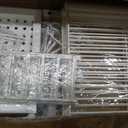 4-Tier Snack Display Rack, White Metal Retail Shelf with Wheels & Hooks, 56.2" H x 19.6" L x 10.6" W