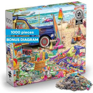 Buffalo Games Aimee Stewart Beach Vacation 1000-Piece Jigsaw Puzzle for Adults, Silver Select Premium Puzzle with Foil Accents