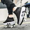 Double-Row Deform Wheel Automatic Walking Shoes Invisible Deformation Roller Skate 2 in 1 Removable Pulley Skates Skating Parkour - Size EU42