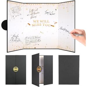Farewell Guest Book Cards, Going Away Party Decorations, Farewell Gifts for Coworkers, Colleagues, Friends, Teachers, Black Gold We Will Miss You Signature Board, Farewell Keepsake for Wome,n Men