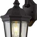 Exterior Light Fixtures, Large Outdoor Wall Light/Lantern, Outdoor Porch Light Fixtures Wall Mount in Matte Black Finish with Clear Glass, Aluminum Alloy, 60W (A14 15.7inch)
