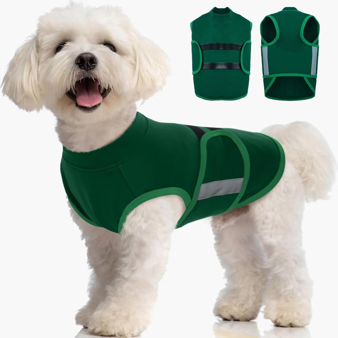 MIGOHI Dog Anxiety Relief Coat,Comfort Anxiety Vest for Dogs,Adjustable Dog Anxiety Calming Wrap for Fireworks,Thunderstorm,Travel,Separation,Anxiety Jacket for Medium Dogs,XS,Green