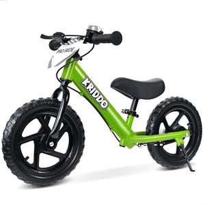 KRIDDO Pro Toddler Balance Bike 2+ Year Old with Hand Brake and Kickstand, 12 Inch Push Bicycle, Gift Bike for 25 Boys Girls, Green