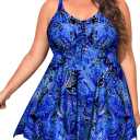 NIeyook Womens Plus Size Tankini Swimsuit 2025 Two Piece Tummy Control Bathing Suits for Women Swim Dress with Shorts (Blue Floral), 28Plus