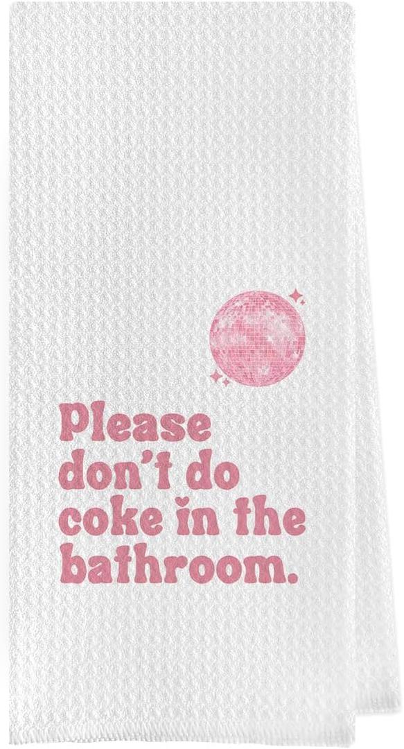 Gettengear Preppy Funny Dish Towels - Pink Waffle Weave, 1624 Inch Kitchen and Bath Towels
