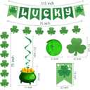 31Pcs St Patricks Day Decorations Pre-Assembled Shamrock Lucky Banner Garlands Clover Hanging Swirls Irish Decor for Home Saint Patrick Party Supplies