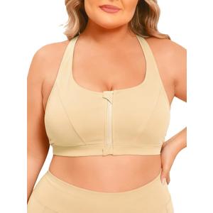 Womens Sports Bra Bikini Top for Large Bust Push Up Swim Tops Bathing Suit Bra Swimsuit Top (Small, Nude)