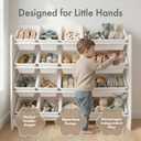 Humble Crew Toy Storage Organizer with 16 Removable Storage Bins for Kids Playroom, 4-Tier Toddler Toy Organization and Storage, White/White, 15.5d X 42w X 35h in