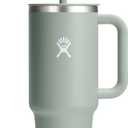 Hydro Flask Travel Tumbler with Handle, Lid and Straw - Insulated Stainless Steel in 40 Oz Agave