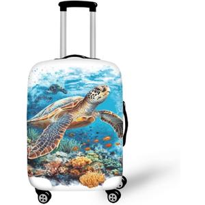 Cozeyat Boho Sea Turtle Elastic Travel Luggage Cover Travel Suitcase Protective Cover for Trunk Case Apply to  L(25"-28"cover) Suitcase Cover