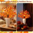 Aurelema 6 Pcs Fall Lighted Eucalyptus Leaves Branches with Timer 120 LEDs Light up Artificial Fall Stems for Vases Battery Operated Lit Autumn Decorations for Home Tabletop Thanksgiving Decor